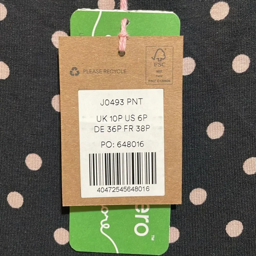NEW Boden Abigail Jersey Dress Long Sleeve Black Milkshake Pink Spot 6 Petite
